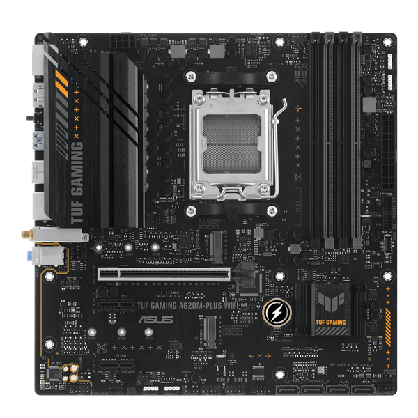 ASUS TUF GAMING A620M-PLUS WIFI, AM5, A620, 4*DDR5, 4*SATA, 2*M.2, 2*USB 3.2, 4*USB 2.0, 2*PCIx16, 2*PCIx1, 2*DP+HDMI, mATX; 90MB1F80-M0EAYC4