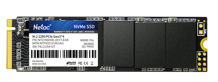 Netac SSD N930E Pro 1TB PCIe 3 x4 M.2 2280 NVMe 3D NAND, R/W up to 2130/1720MB/s, IOPS(R4K) 250K/220K, TBW 600TB, 3y wty