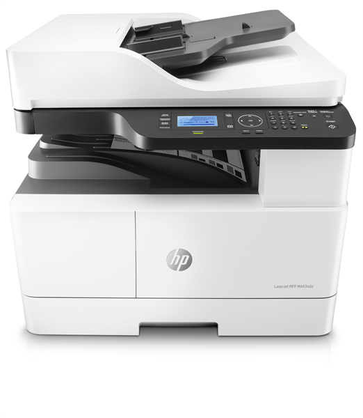 HP LaserJet MFP M443nda (p/c/s, A3, 1200dpi, 25ppm, 512Mb, 2trays 100+250, ADF 100, duplex, Scan to email/SMB/FTP, PIN printing, USB/Eth, cart. 4000 pages & USB cable in box, repl. W7U02A)