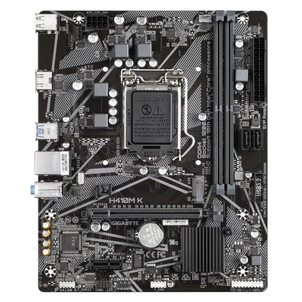 GIGABYTE H410M K 2.0, LGA1200, Q470, 2*DDR4, 2*SATA, 1*M.2, 2*USB 3.2, 4*USB 2.0, 1*PCIx16, 1*PCIx1, HDMI, mATX