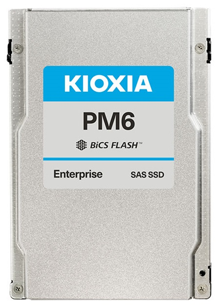 KIOXIA Enterprise SSD 2,5"(SFF), PM6-V, 3200GB, SAS 24G (SAS-4, 22,5Gbit/s), R4150/W2450MB/s, IOPS(R4K) 595K/240K, MTTF 2,5M, 3DWPD/5Y (Mixed Use), TLC, 15mm