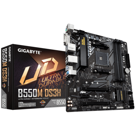 GIGABYTE B550M DS3H, AM4, B550, 4*DDR4, 4*SATA, 2*M.2, 4*USB 3.2, 4*USB 2.0, 2*PCIx16, 1*PCIx1, HDMI+DVI, mATX