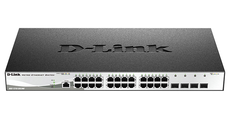 D-Link Управляемый L2 коммутатор, 24x1000Base-T, 4x10GBase-X SFP+, защита от статического электричества до 6 кВ, CLI, консольный порт RJ-45, RPS