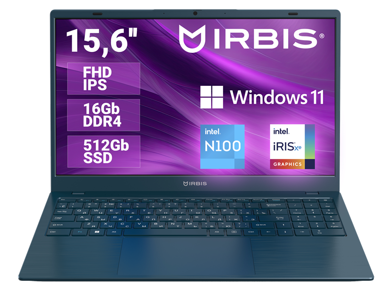 IRBIS Breeze 15NBC1015 15.6" CPU: N100 15.6"LCD 1920*1080 IPS , 16GB+512GB SSD, AC wifi, Front camera: 2MP, 5000mha battery, ABCD plastic Dark Blue color,TYPEC, WIN Pro