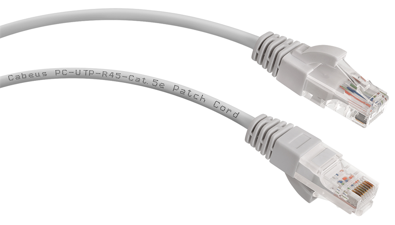 Cabeus PC-UTP-RJ45-Cat.5e-1m-LSZH Патч-корд U/UTP, категория 5е, 2xRJ45/8p8c, неэкранированный, серый, LSZH, 1м