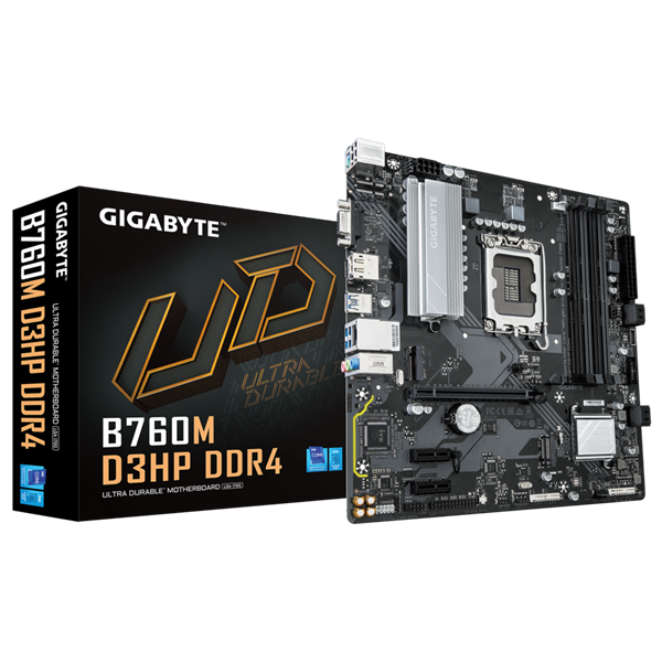 GIGABYTE B760M D3HP DDR4, LGA1700, B760, 4*DDR4, 4*SATA, 2*M.2, 3*USB 3.2, 2*USB 2.0, 1*PCIx16, 2*PCIx1, D-Sub+HDMI+DP, mATX