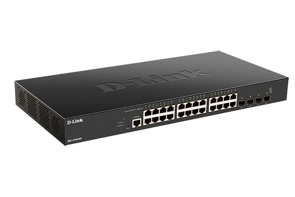 D-Link PROJ Настраиваемый L2+ коммутатор, 24x10GBase-T, 4x25GBase-X SFP28, CLI, консольный порт RJ-45