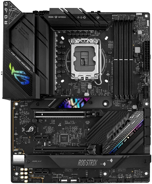 ASUS ROG STRIX B760-F GAMING WIFI, LGA1700, B760, 4*DDR5, 4*SATA, 3*M.2, 7*USB 3.2, Type-C, 2*PCIx16, 2*PCIx1, DP+HDMI, ATX; 90MB1CT0-M1EAY0