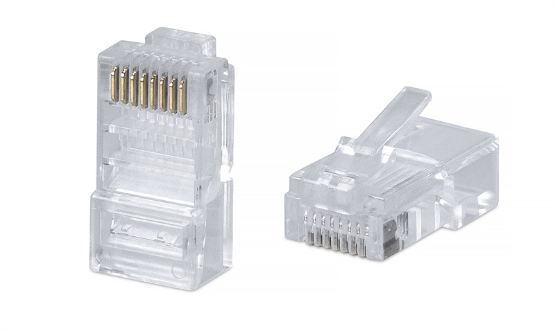 Cabeus 8P8C Коннектор RJ-45 под витую пару, категория 5e, универсальный (для одножильного и многожильного кабеля) для проводников с толщиной по изоляции до 1,05 мм