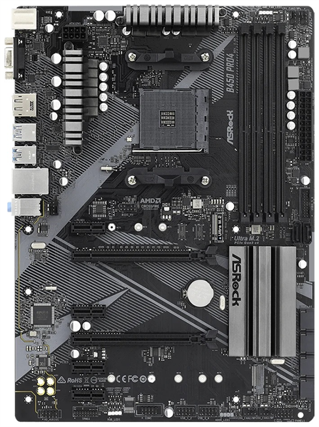 ASROCK B450 PRO4 R2.0, AM4, B450, 4*DDR4, 6*SATA, 2*M.2, 5*USB 3.2, 2*USB 2.0, Type-C, 6*PCIx16, 4*PCIx1, HDMI+DP+D-SUB, ATX