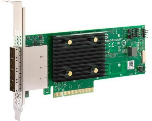 Broadcom/LSI 9500-16e SGL (05-50075-00) PCIe Gen4 x8 LP, Tri-Mode SAS/SATA/NVMe 12G HBA, 16port(4*ext SFF8644), 3816 IOC, 1 year