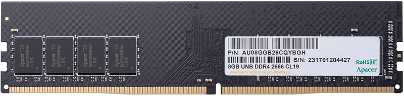 Apacer  DDR4  8GB  2666MHz DIMM (PC4-21300) CL19 1.2V (Retail) 1024*8  3 years (AU08GGB26CQYBGH / EL.08G2V.GNH)