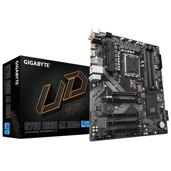 GIGABYTE B760 DS3H AX DDR4, LGA1700, B760, 4*DDR4, 4*SATA, 2*M.2, 1*USB 3.2, 4*USB 2.0, Type-C, 5*PCIx16, HDMI+DP, ATX