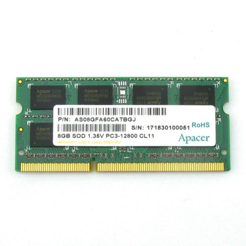 Apacer  DDR3   8GB  1600MHz SO-DIMM (PC3-12800) CL11 1.35V (Retail) 512*8  3 years (AS08GFA60CATBGJ/DV.08G2K.KAM)