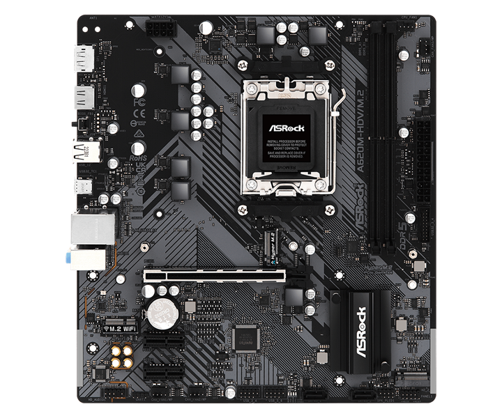 ASROCK A620M-HDV/M.2, AM5, A620, 2*DDR5, 2*SATA, 2*M.2, 2*USB 3.2, 2*USB 2.0, Type-C,  1*PCIx16, 2*PCIx1, 1xM.2 (Key E), HDMI+DP, mATX