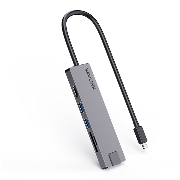 Docking Station WAVLINK USB-C  Travel Mini/100W PowerDelivery/ 1xUSB3.0/1xUSB2.0/1xHDMI 4K 30HZ/1xGigabit LAN/SD/Micro SD Card Reader