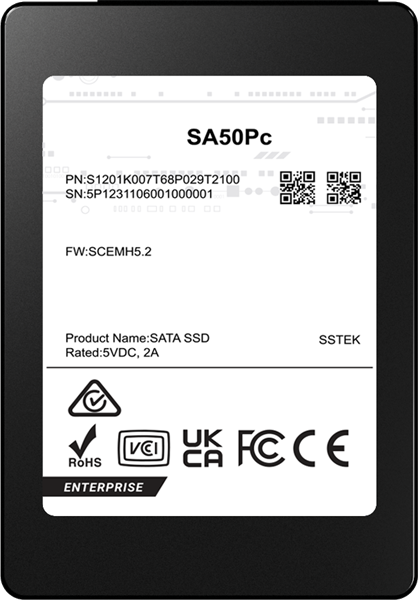 PHISON SSD SA50Pc  3840GB SATA 2.5" 3D TLC R530/W500MB/s (98/40 KIOPS) 1DWPD SSD Enterprise Solid State Drive, 1 year, OEM