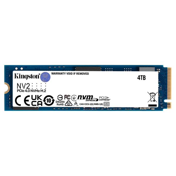 Kingston SSD 4TB NV2 M.2 2280 NVMe Gen4x4 R3500/W2800MB/s MTBF 2M 1280TBW Retail 1 year