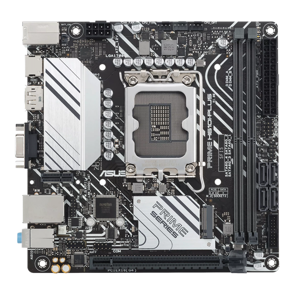 ASUS PRIME H610I-PLUS-CSM, LGA1700, B610, 2*DDR5, 4*SATA, 1*M.2, 2*USB 3.2, 2*USB 2.0, 1*PCIx16, HDMI+DP+VGA, mITX; 90MB1GB0-M0EAYC