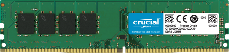 Crucial by Micron  DDR4  32GB 3200MHz UDIMM (PC4-25600) CL22 2Rx8 1.2V (Retail), 1 year