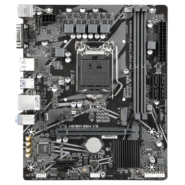 GIGABYTE H510M S2H V3 2.0, LGA1200, Q470, 2*DDR4, 4*SATA, 1*M.2, 2*USB 3.2, 4*USB 2.0, 1*PCIx16, 1*PCIx1, D-Sub+HDMI+DP, mATX