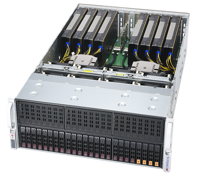 Supermicro A+ 4U Server 4124GS-TNR noCPU(2)7003/7002 EPYC/TDP 280W/no DIMM(32)/SATARAID HDD(35)SFF+HDD(2)SFF NVMe(4)SFF/2x1Gbe/ support up to 8 double/ width GPU