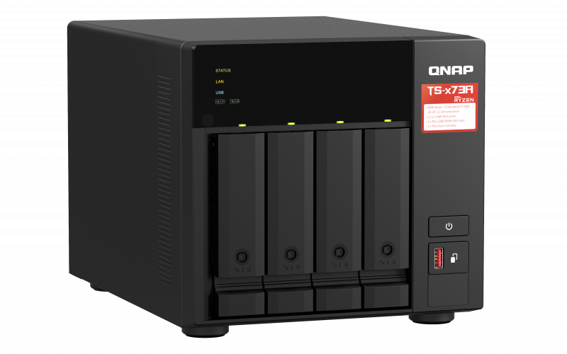 QNAP SMB QC 2,2GhzCPU/8Gb(upto64Gb)/upto 4HDD, upto 20 with TL-D800S/SATA(3,5'')/ 4xUSB3.2/2xM.2/2xExp.slot/2x2,5Gb/iSCSI/1xPS/3YW TS-473A-8G-EU-RU