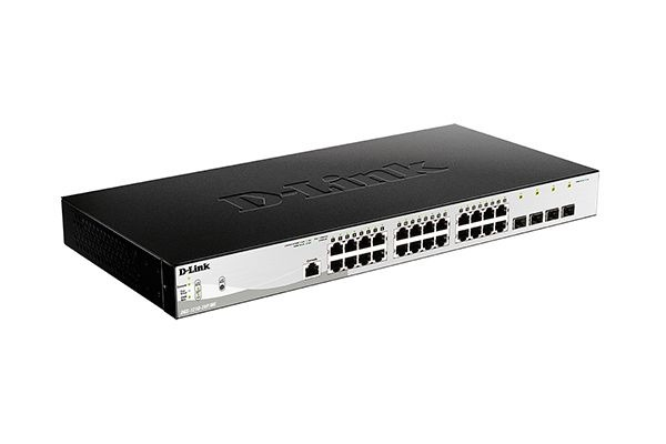 D-Link Управляемый L2 PoE-коммутатор,  24x1000Base-T PoE, 4x1000Base-X SFP, PoE-бюджет 193 Вт, защита от статического электричества до 6 кВ, CLI, консольный порт RJ-45, поддержка Dying Gasp