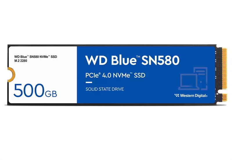 Western Digital Blue SN580 SSD M2.2280 PCIe 4.0 500Gb, 4000MBs/3600MBs, TBW 300, WDS500G3B0E, 1 year