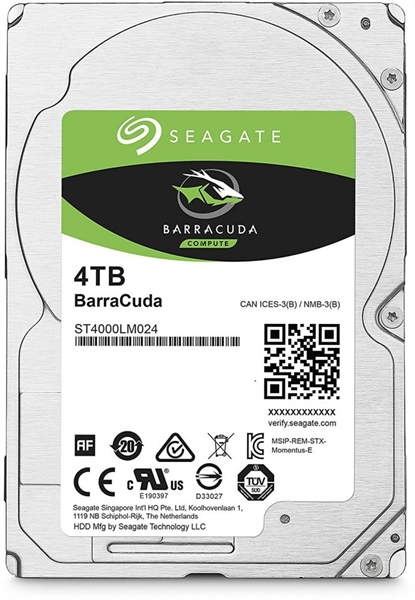 Seagate Barracuda HDD 2,5" SATA 4Tb, 5400 rpm, 128Mb buffer, 512e/4Kn, 15 mm, ST4000LM024, 1 year