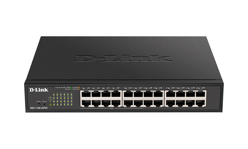 D-Link Настраиваемый L2 PoE-коммутатор, 24х1000Base-T (12х1000Base-T PoE), PoE-бюджет 100 Вт