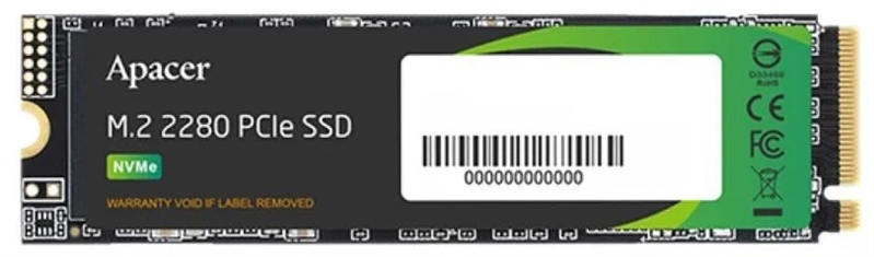 Apacer SSD AS2280P4X 512Gb M.2 2280 PCIe Gen3x4, R2100/W1500 Mb/s, 3D NAND, MTBF 1.8M, NVMe, 200TBW, Retail, 3 years (AP512GAS2280P4X-1)