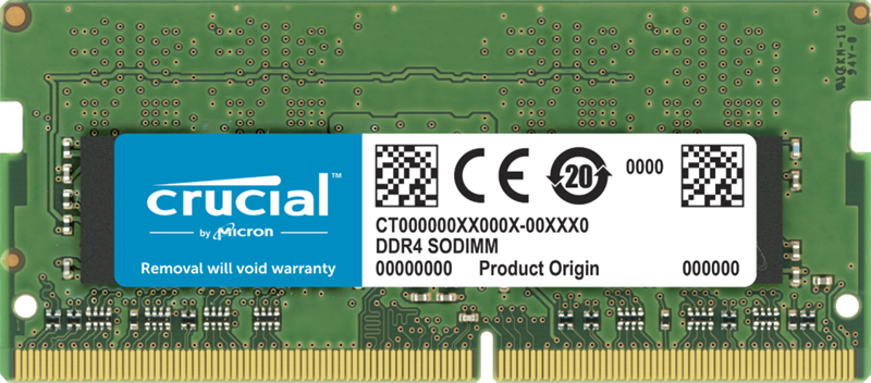 Crucial by Micron  DDR4  32GB 3200MHz SODIMM  (PC4-25600) CL22 2Rx8 1.2V (Retail), 1 year