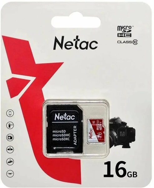 Netac P500 ECO 16GB MicroSDHC C10 up to 80MB/s, retail pack with SD Adapter