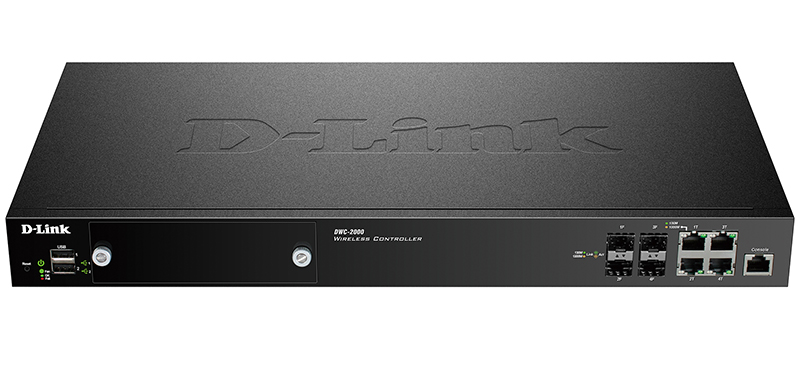 D-Link PROJ WLAN Controller, 4xCombo 1000Base-T/SFP, 2xUSB ports, RJ45 Console, 64/256 Unified APs management ability