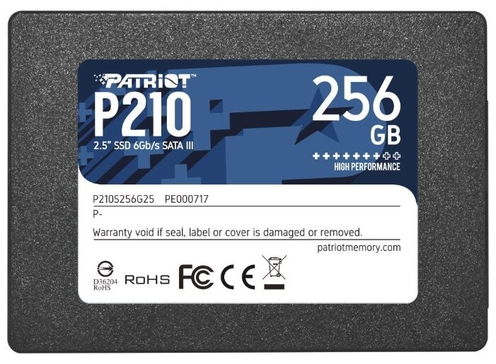 Patriot SSD P210 256GB SATA3 2.5" R500/W400 TBW 120TB 3D NAND