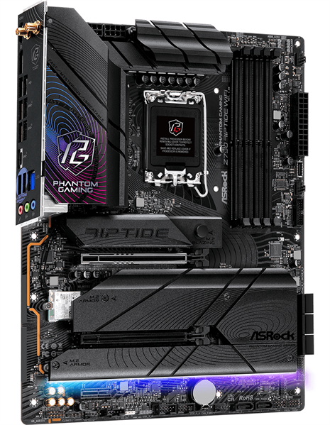 ASROCK Z790 RIPTIDE WIFI, LGA1700, Z790, 4*DDR5, 8*SATA, 5*M.2, 6*USB 3.2, 2*USB 2.0, Type-C, 2*PCIx16, 1*PCIx1, 1*M.2 (Key E), HDMI+DP, ATX