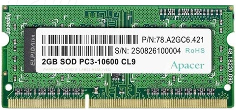 Apacer  DDR3   4GB  1600MHz SO-DIMM (PC3-12800) CL11 1.35V (Retail) 512*8  3 years (AS04GFA60CATBGJ/DV.04G2K.KAM)