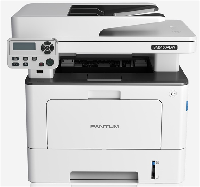 Pantum BM5100ADW, P/C/S, Mono laser, A4, 40 ppm (max 100000 p/mon), 1.2 GHz, 1200x1200 dpi, 512 MB RAM, Duplex, DADF50, paper tray 250 pages, USB, LAN, WiFi, start. cartridge 3000 pages