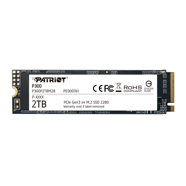 Patriot SSD P300 2TB M.2 2280 NVMe PCIe 3.0 x4 R2100/W1650 TBW 960TB 3D NAND