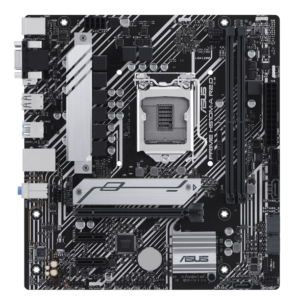 ASUS PRIME H510M-A R2.0, LGA1200, H470, 2*DDR4, 4*SATA, 1*M.2, 4*USB 3.2, 2*USB 2.0, 1*PCIx16, 2*PCIx1, HDMI+DP+VGA, mATX; 90MB1FP0-M0EAY0