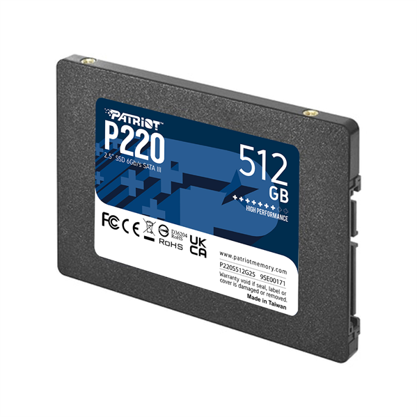 Patriot SSD P220 512GB SATA3 2.5" R550/W500 TBW 960TB 3D NAND