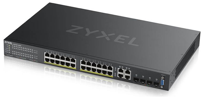 L2 коммутатор PoE+ Zyxel NebulaFlex Pro GS2220-28HP, rack 19", 24xGE PoE+, 4xCombo (SFP/RJ-45), бюджет 375 Вт