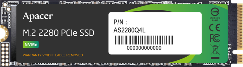 Apacer SSD AS2280Q4L 2TB M.2 2280 PCIe Gen4x4, R3600/W2800 Mb/s, 3D NAND, MTBF 1.5M, NVMe 1.4, 1200TBW, Retail, 3 years (AP2TBAS2280Q4L-1)