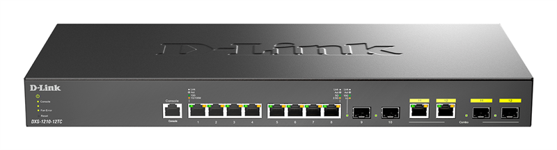 D-Link PROJ Настраиваемый L2+ коммутатор, 8x10GBase-T, 2x10GBase-X SFP+, 2xCombo 10GBase-T/SFP+, CLI, консольный порт RJ-45