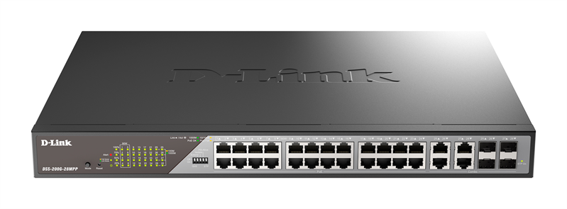 D-Link Настраиваемый L2 PoE-коммутатор, 24x1000Base-T PoE (8 портов 802.3bt 90 Вт), 4xCombo 1000Base-T PoE/SFP, PoE-бюджет 518 Вт, дальность PoE до 250 м