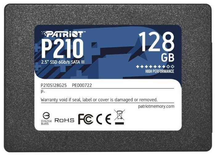 Patriot SSD P210 128GB SATA3 2.5" R450/W430 TBW 60TB 3D NAND