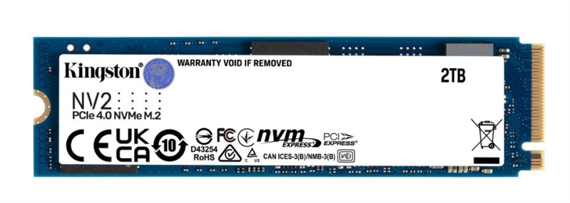 Kingston SSD 2TB NV2 M.2 2280 NVMe Gen4x4 R3500/W2800MB/s MTBF 2M 640TBW Retail 1 year