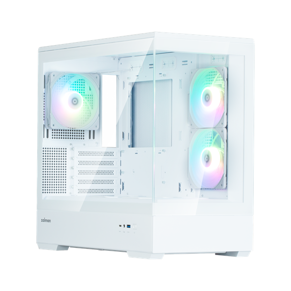 ZALMAN P30 V2, MATX, WHITE, WINDOW, 2x3.5", 3x2.5", 1xUSB TYPE-C, 1xUSB3.0, SIDE 2x120mm ARGB, REAR 1x120mm ARGB, VGA support