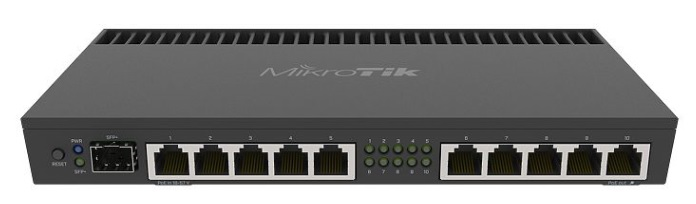 MikroTik RouterBOARD 4011iGS+ with Annapurna Alpine AL21400 Cortex A15 CPU (4-cores, 1.4GHz per core), 1GB RAM, 10xGbit LAN, 1xSFP+ port, RouterOS L5, desktop case, rackmount ears, PSU